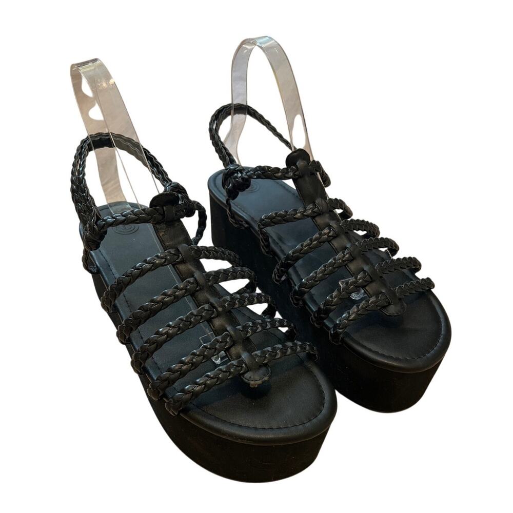 Urban Outfitters Black Braided Platform Fisherman Sandal Shoes Size 9